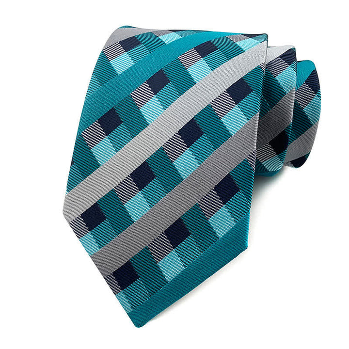 Men's Skinny Tuxedo Suit Plaid Necktie - Blue & Gray - image 6
