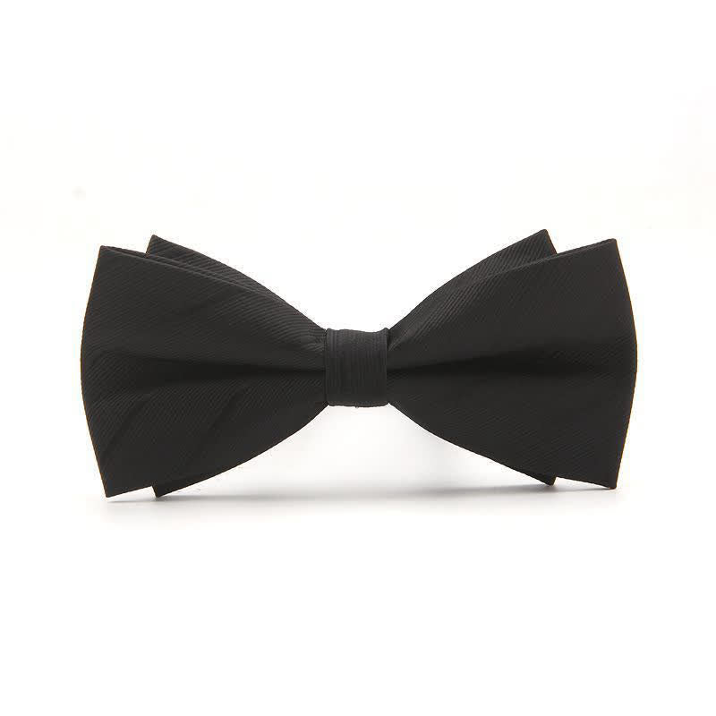 Men's Double-layer Plain Striped Bow Tie