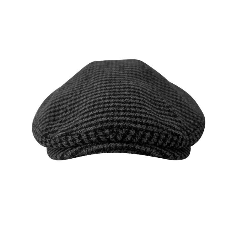 Black & Gray Houndstooth Checks Ivy Beret Cap