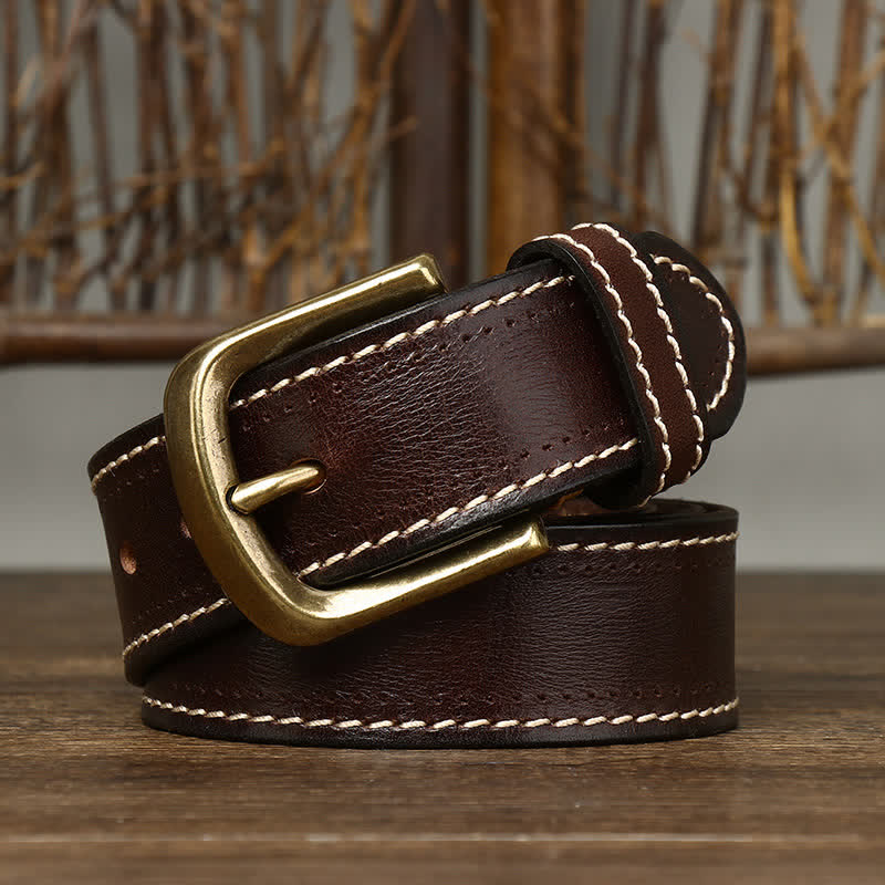 Men's Luxury Stitched Cowhide Leather Belt