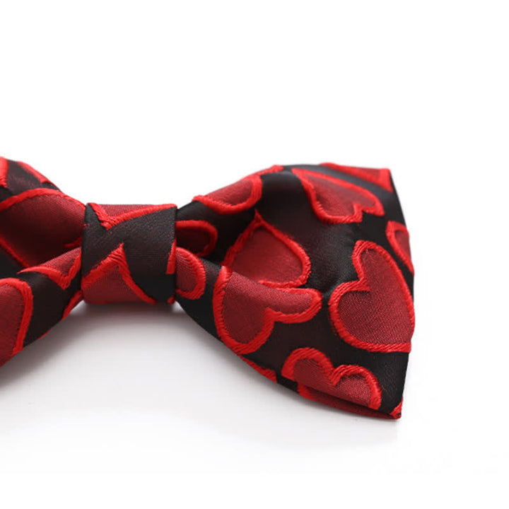 Men's Love Heart Embroidery Bow Tie