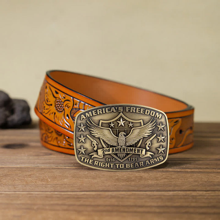 Men's DIY Eagle America's Freedom Buckle Leather Belt