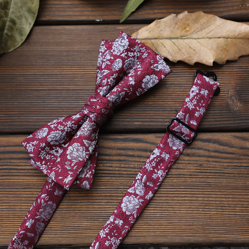 Men's British Striped Floral Bow Tie