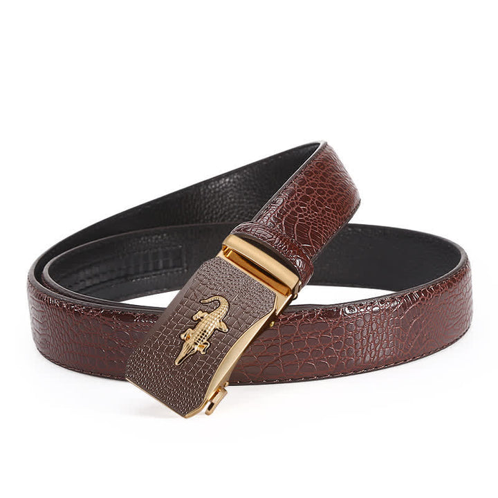 Men's Crocodile Reliefs Buckle Leather Ratchet Belt