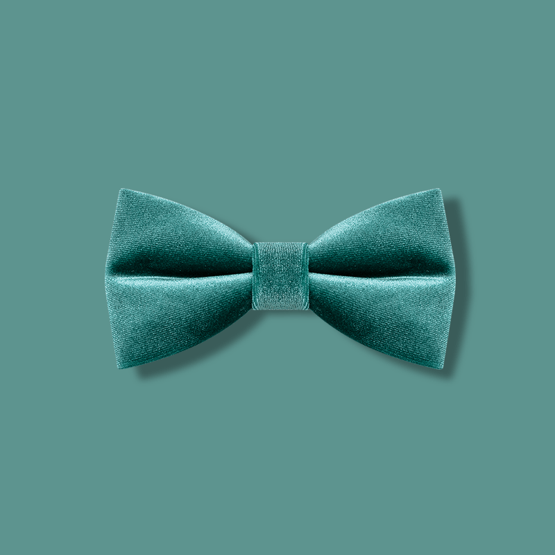 Men's Teal Green Solid Color Velvet Bow Tie