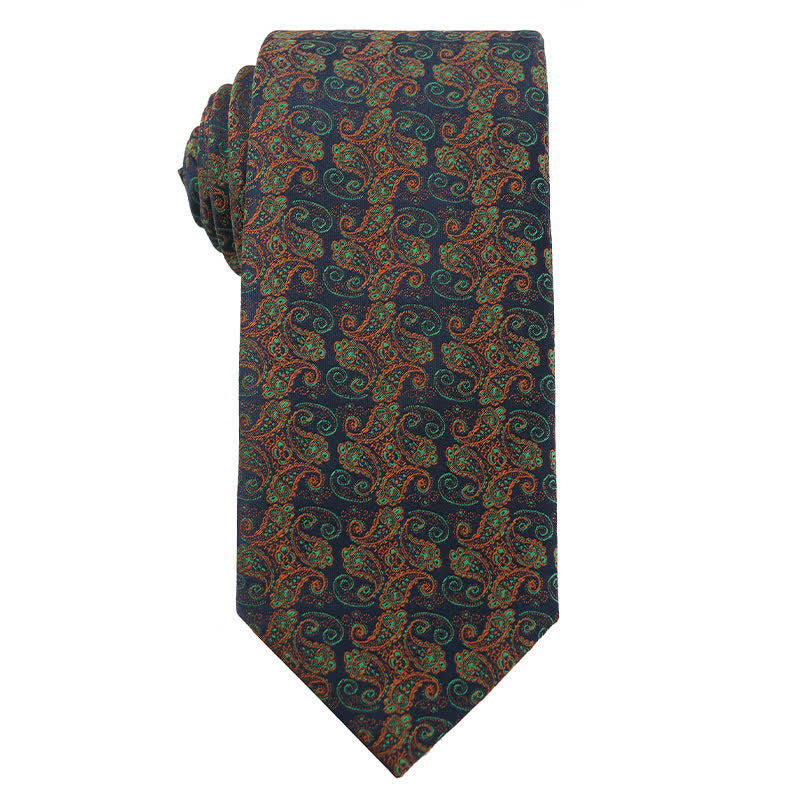 Men's Forest Green Orange Series Necktie - Floral - image 5