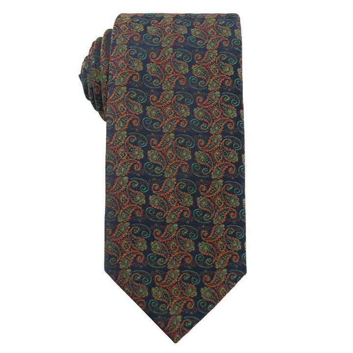 Men's Forest Green Orange Series Necktie - Floral - image 5