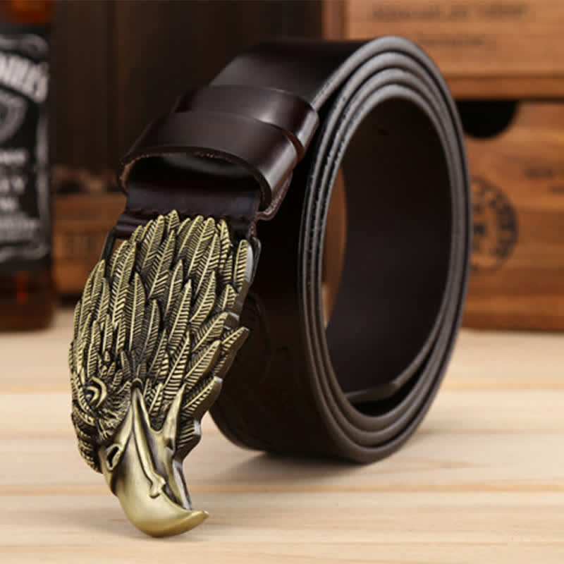 Men's Sharp Eyes 3D Vulture Head Eagle Buckle Leather Belt