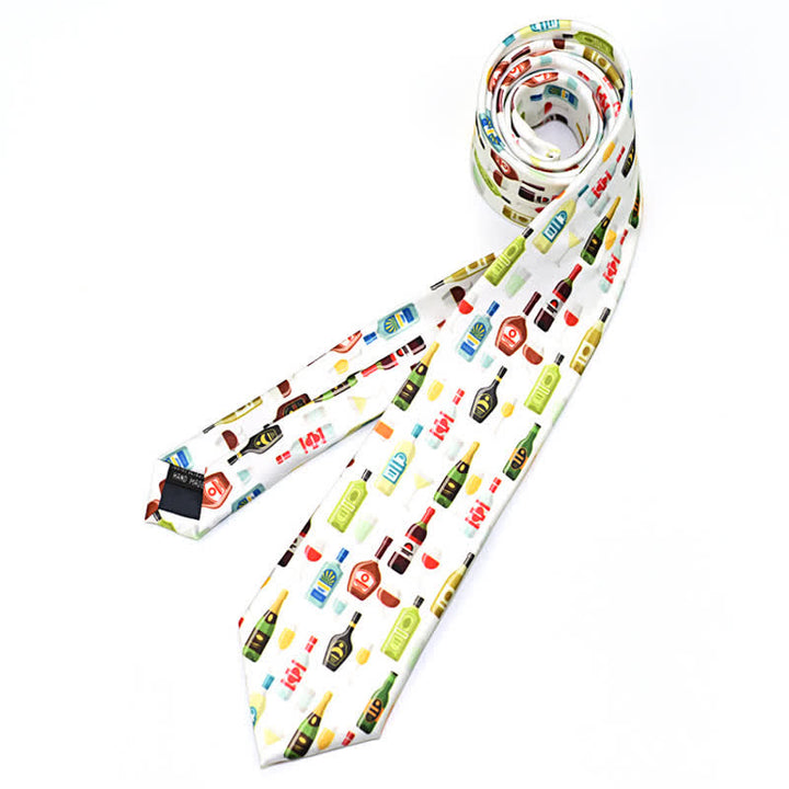 Men's Creative Funny Printed Necktie - Wine Bottle - image 18