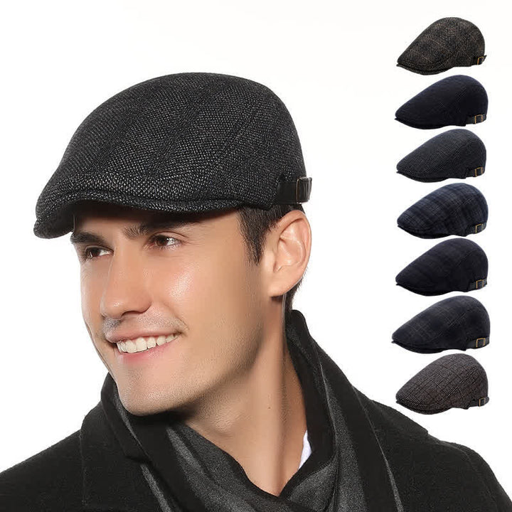 Artist Polar Fleece Plaid Flat Cap Beret