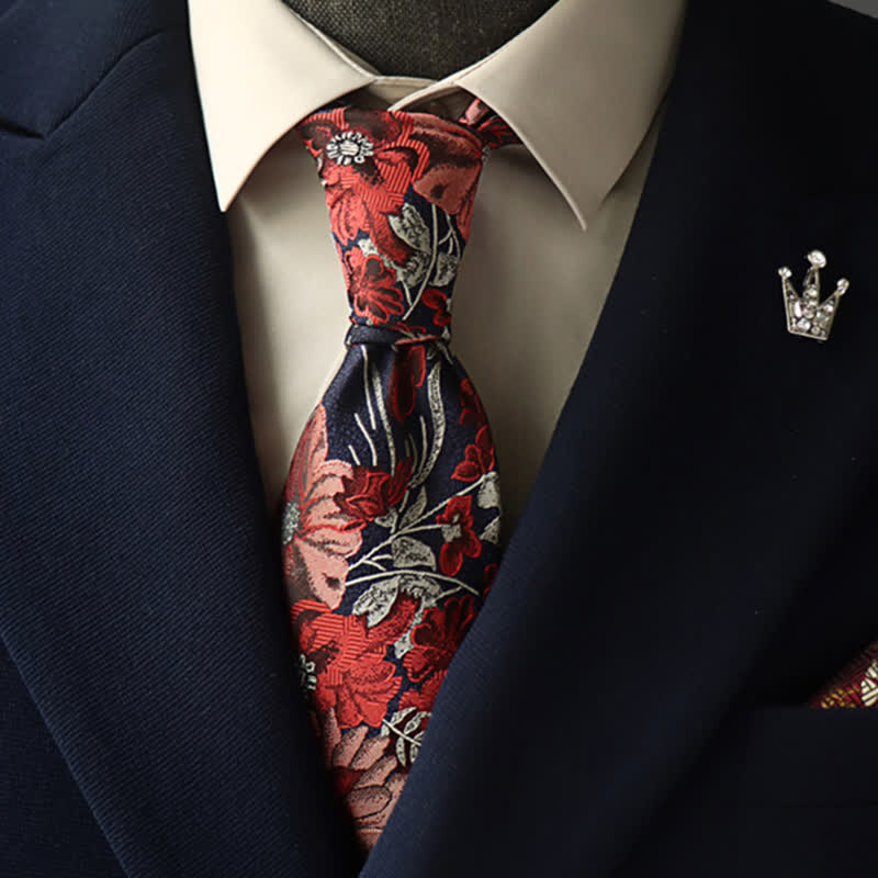 Men's Mystical Pink & Red Floral Necktie - Pink & Red - image 0