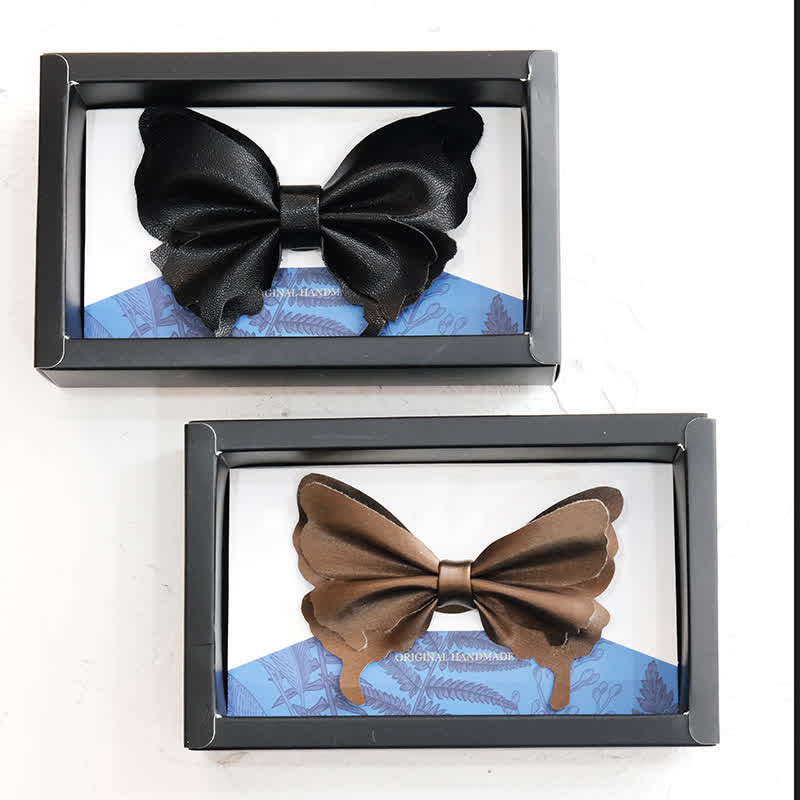 Men's Butterfly Vegetable-tanned Leather Bow Tie