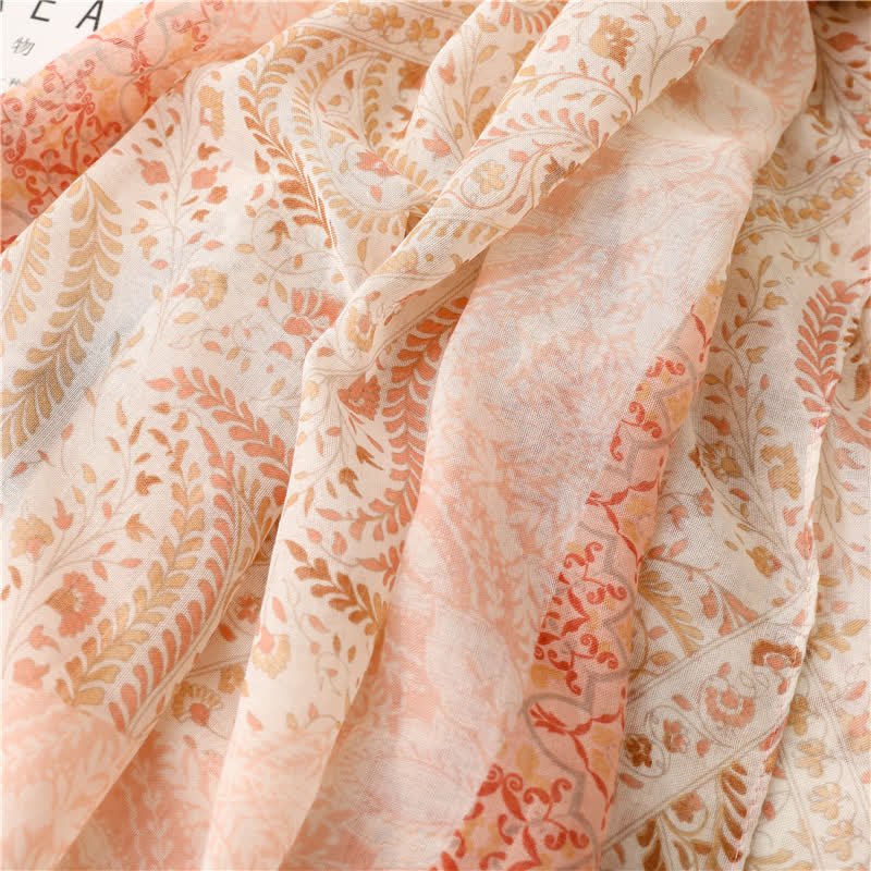 Women's Floral Soft Cape Wheat Fringe Scarf