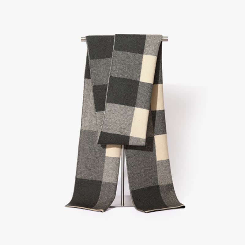 Men's Luxury Woven Check Cashmere Scarf