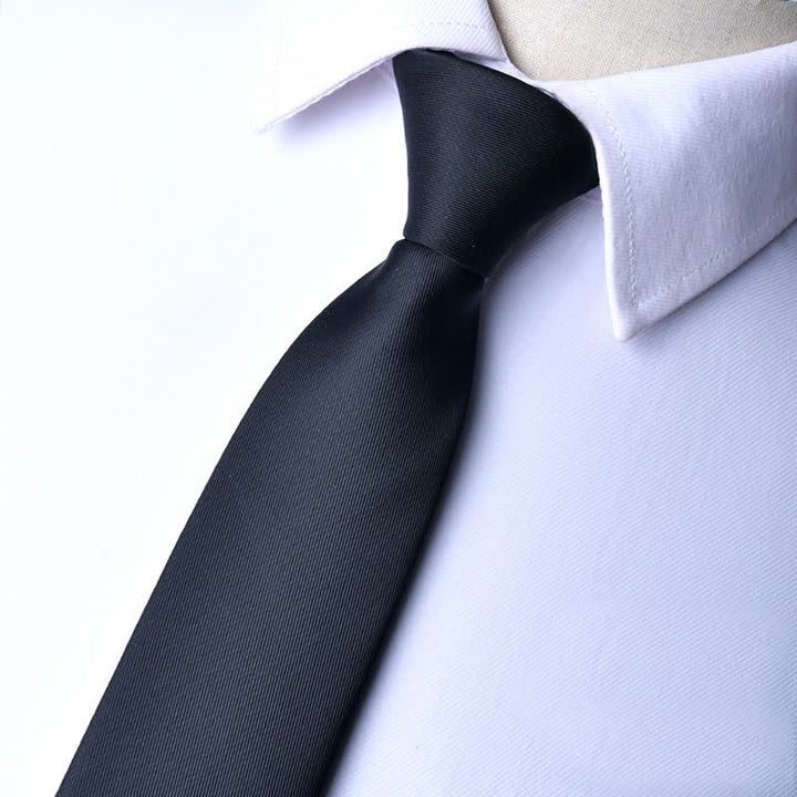 Men's Solid Color Zipper Tie Adjustable Necktie