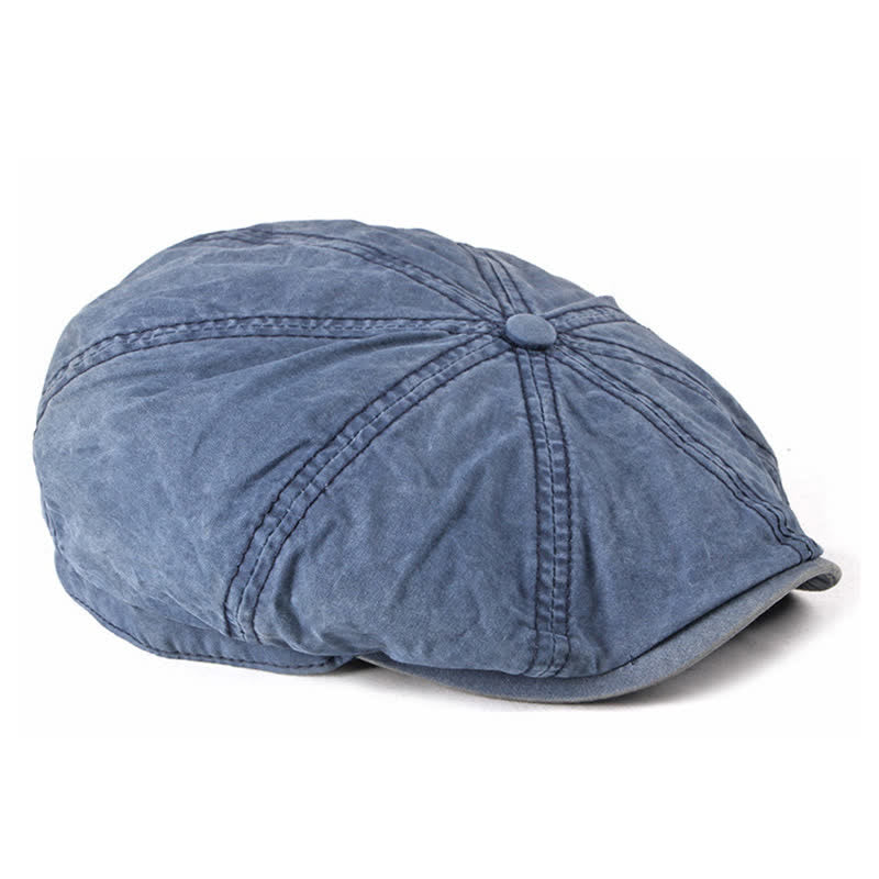 Casual Washed Aged Cotton Beret Cap