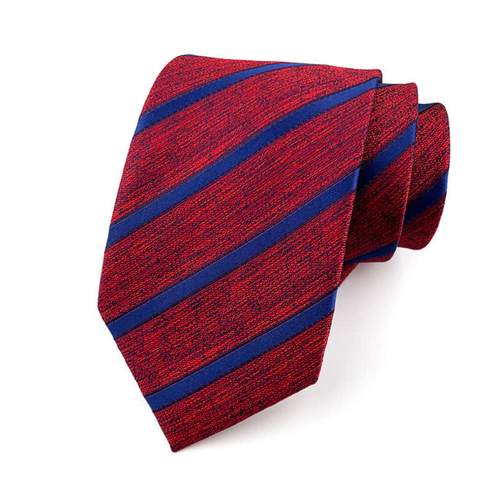 Men's Classic Thin Striped Necktie - Red & Navy - image 4