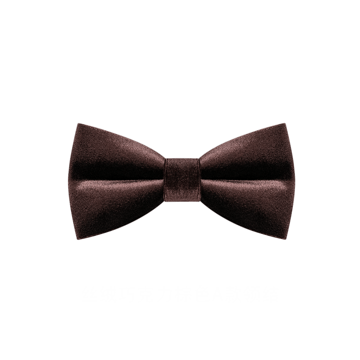 Men's Coffee Brown Solid Color Velvet Bow Tie