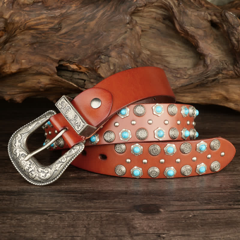 Unisex Luxurious Imitation Turquoise Accents Belt