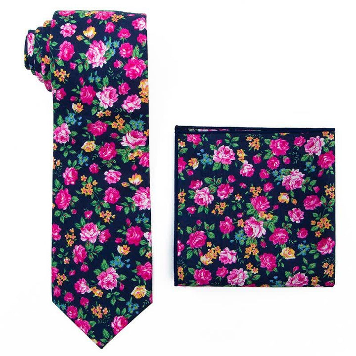 2Pcs Men's Daisy Rose Floral Necktie Set