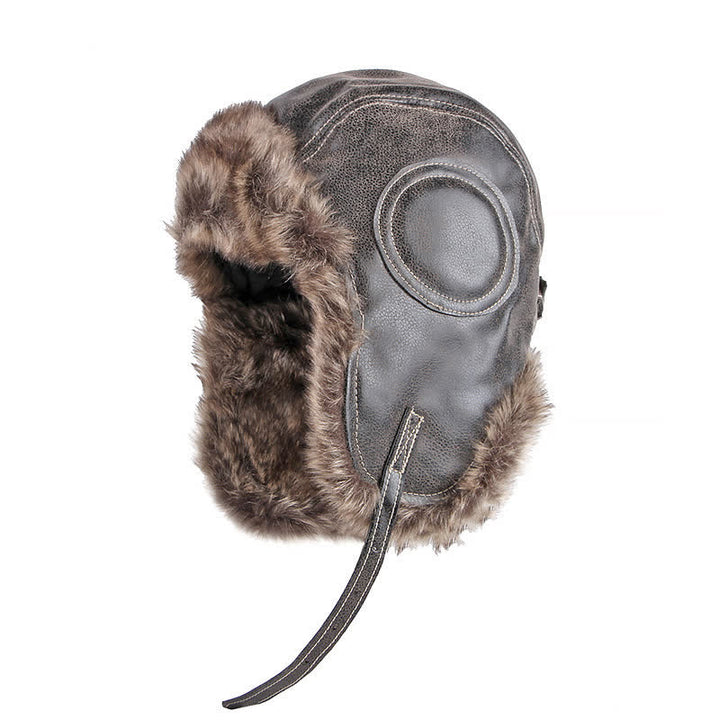 Soft Fluffy Ear Protection Imitation Leather Trapper Hat