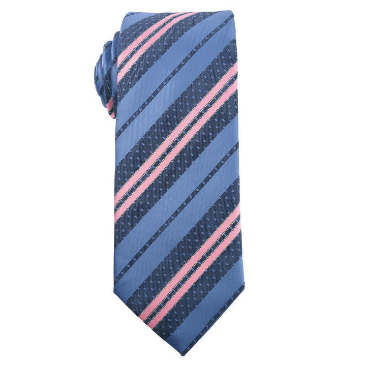 Men's Blue Series Paisley Striped Necktie - Blue & Pink Striped - image 4