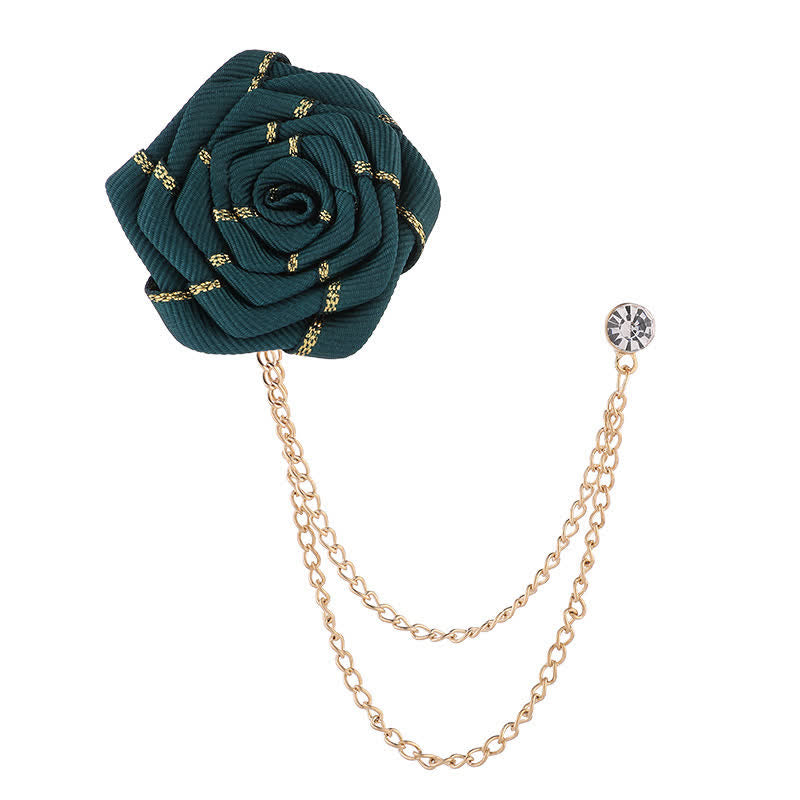 Men's Charming Floral Rose Chain Brooch