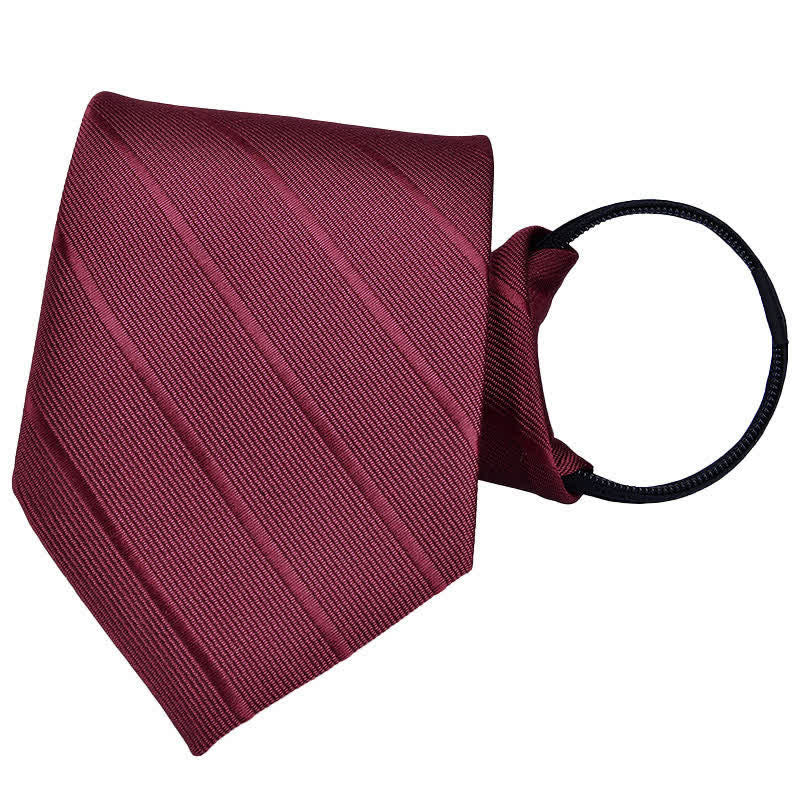 Men's Bussiness Zipper Tie Plaid Striped Necktie