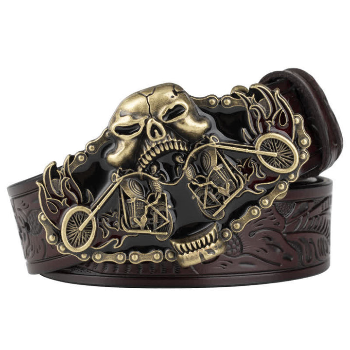 Men's Gothic Motorcycle Ghost Head Leather Belt