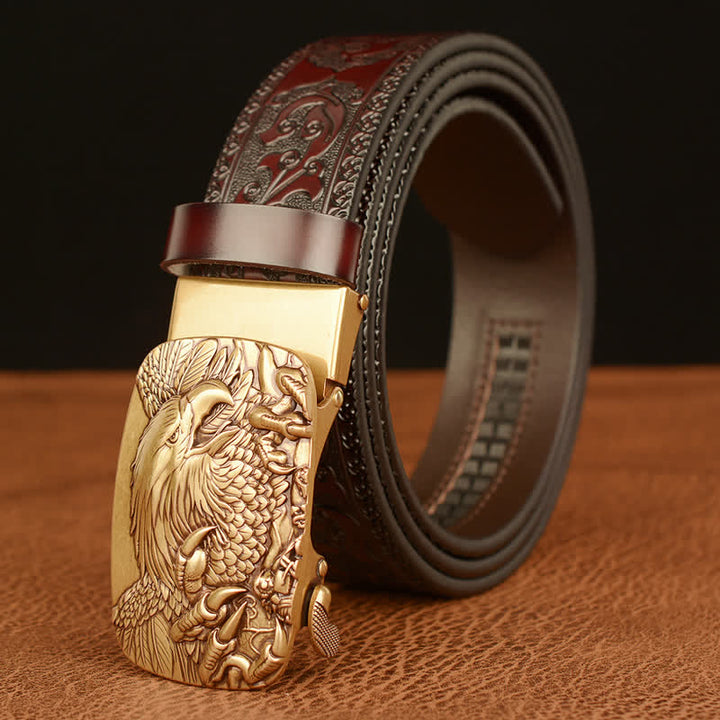 Men's Eagle Buckle Genuine Leather Embossing Belt