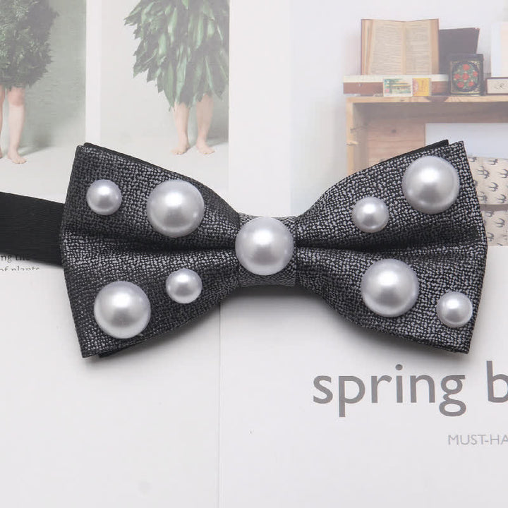 Artificial Pearls Dancing Party Bow Tie - Gray - image 8