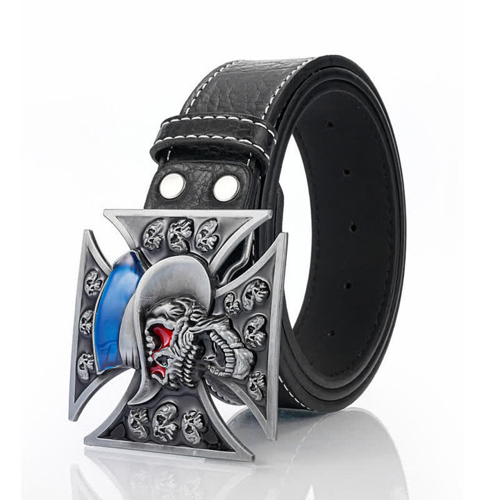 Men's Gorgeous Skull Cross Punk Leather Belt