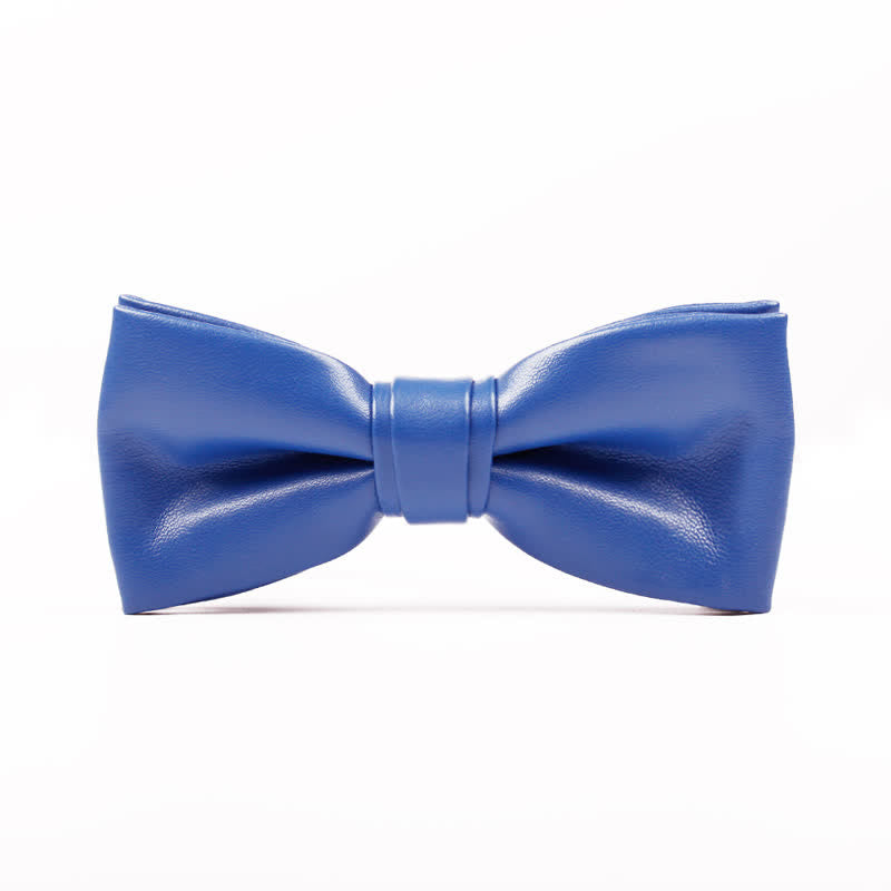 Men's Solid Color Leather Bow Tie