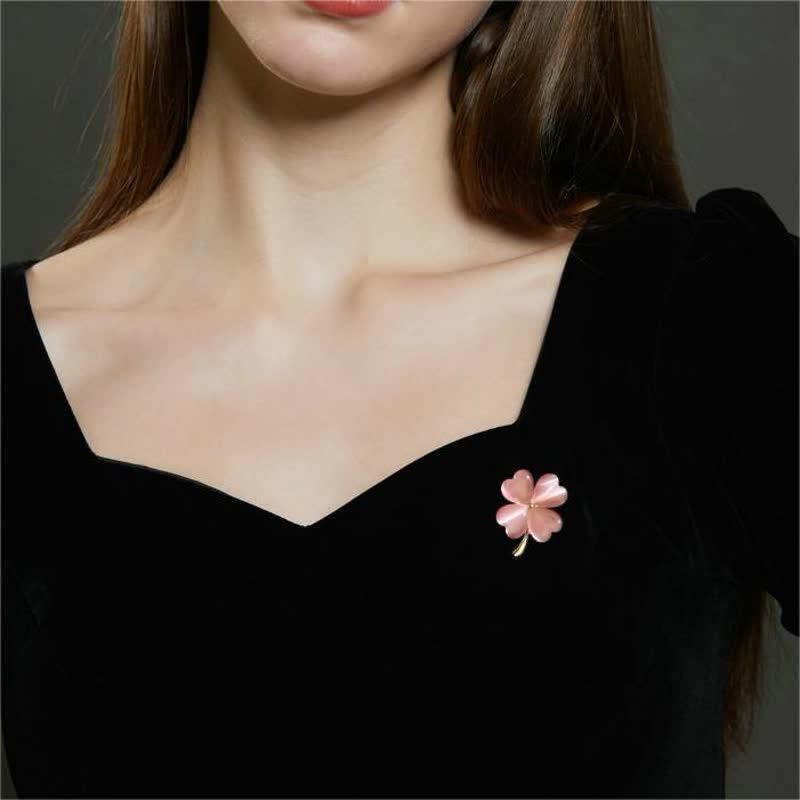 Women's Lucky Four-Leaf Clovers Brooch