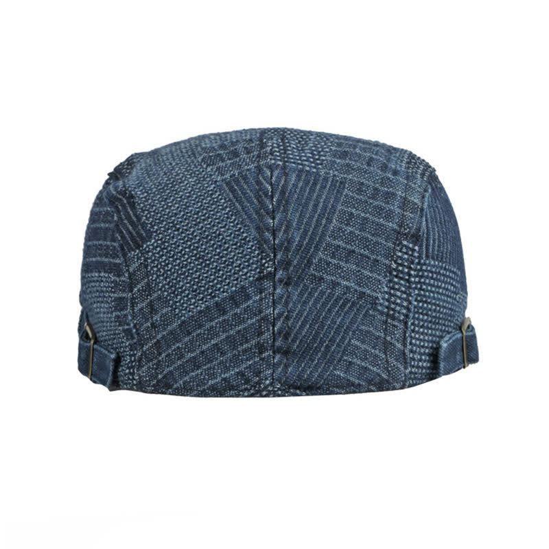 Personality Painter Washed Denim Beret Flat Cap - image 6