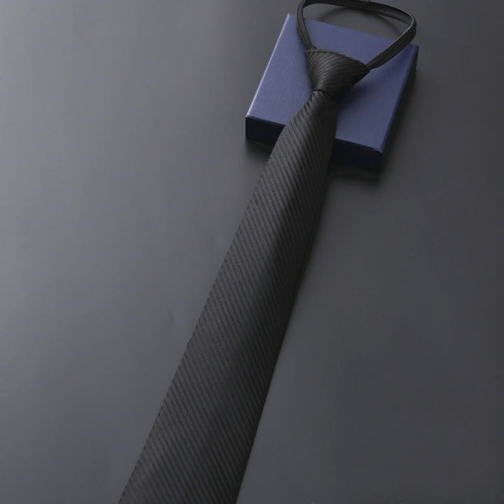 Men's Official Zipper Tie Wedding Necktie - Black Twill - image 3