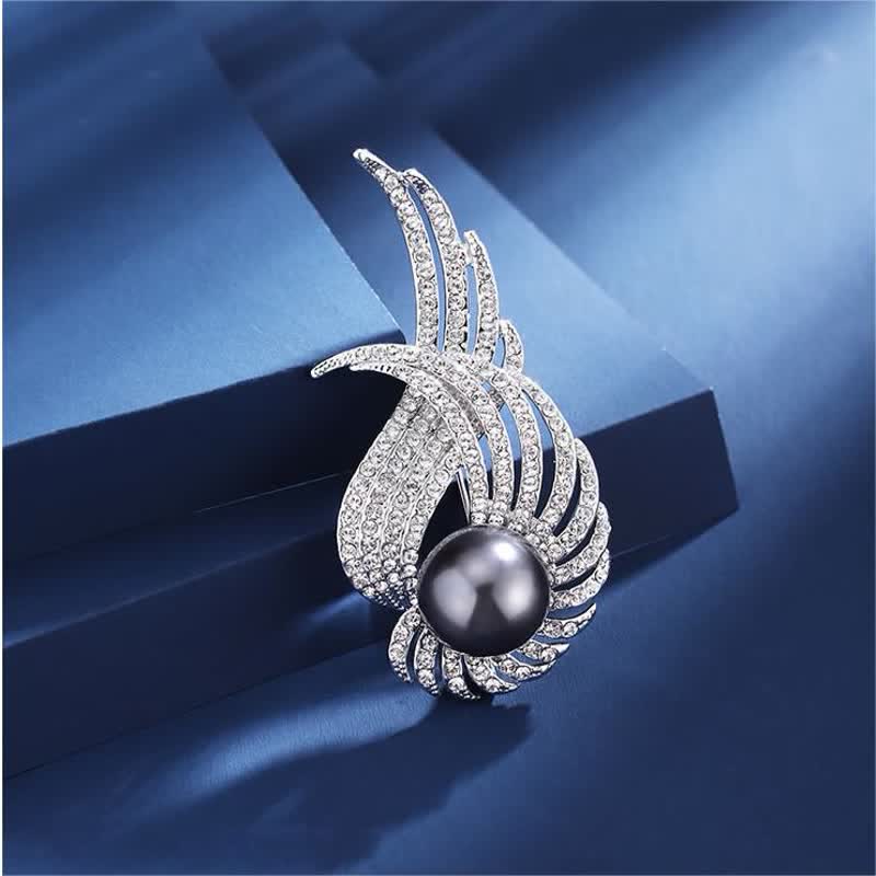 Women's Angel Wing Feather Pearl Brooch