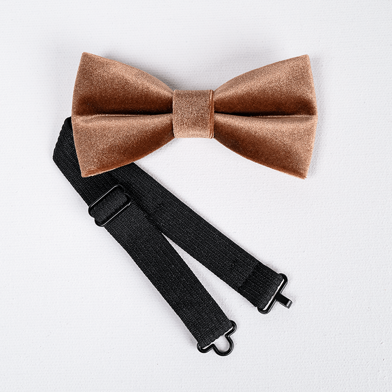 Men's Caramel Brown Solid Color Velvet Bow Tie