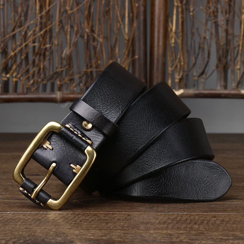 Men's Leisure Heavy Copper Buckle Leather Belt