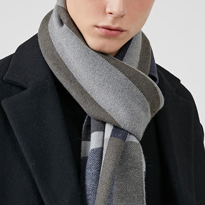 Men's Winter Classical Warm Plaid Stripe Scarf