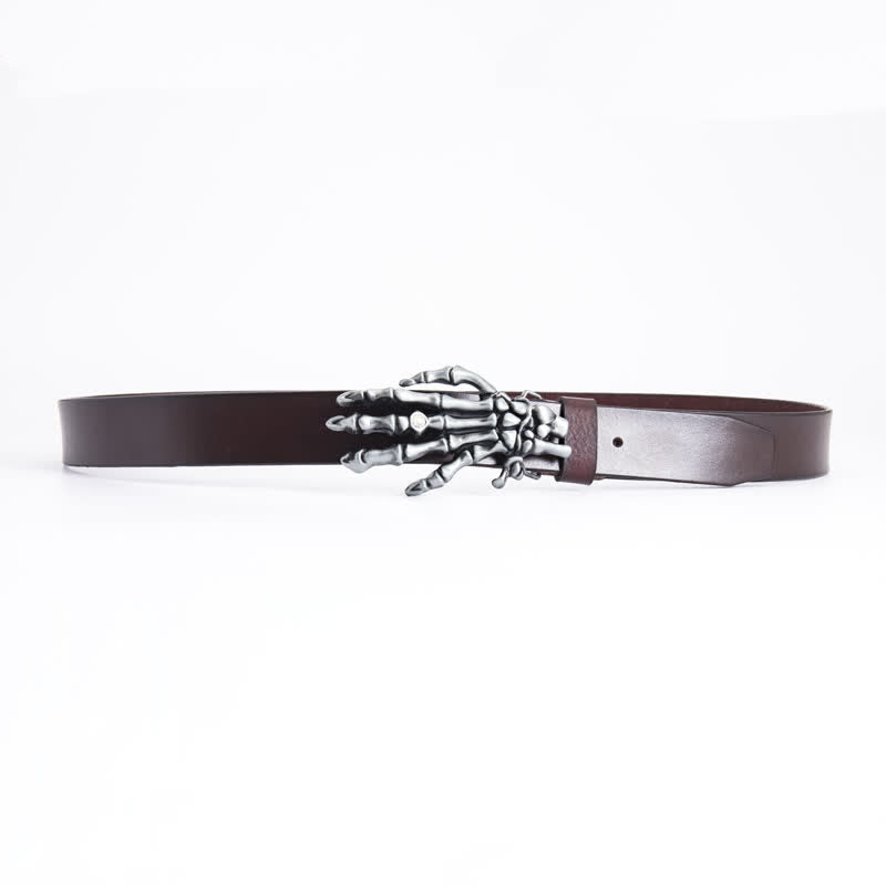 Men's Rock Punk Skeleton Hand Leather Belt - image 7