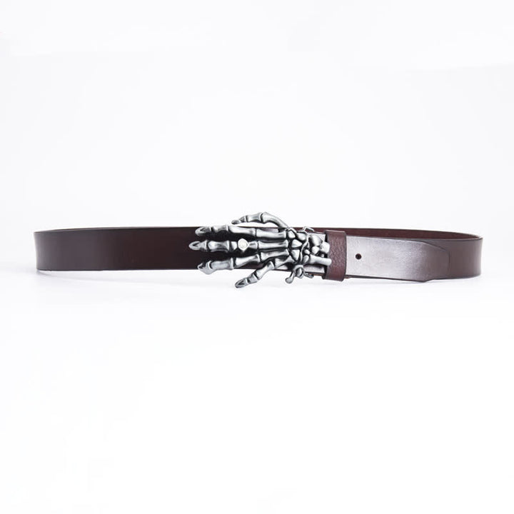 Men's Rock Punk Skeleton Hand Leather Belt - image 7
