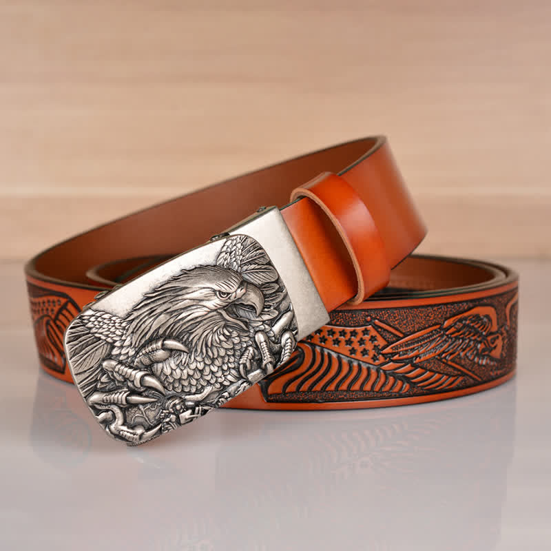 Men's Mighty Eagle Sharp Claw Automatic Buckle Leather Belt