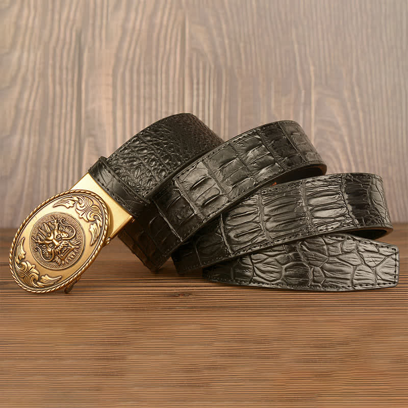 Men's Dragon Head Crocodile Pattern Leather Belt