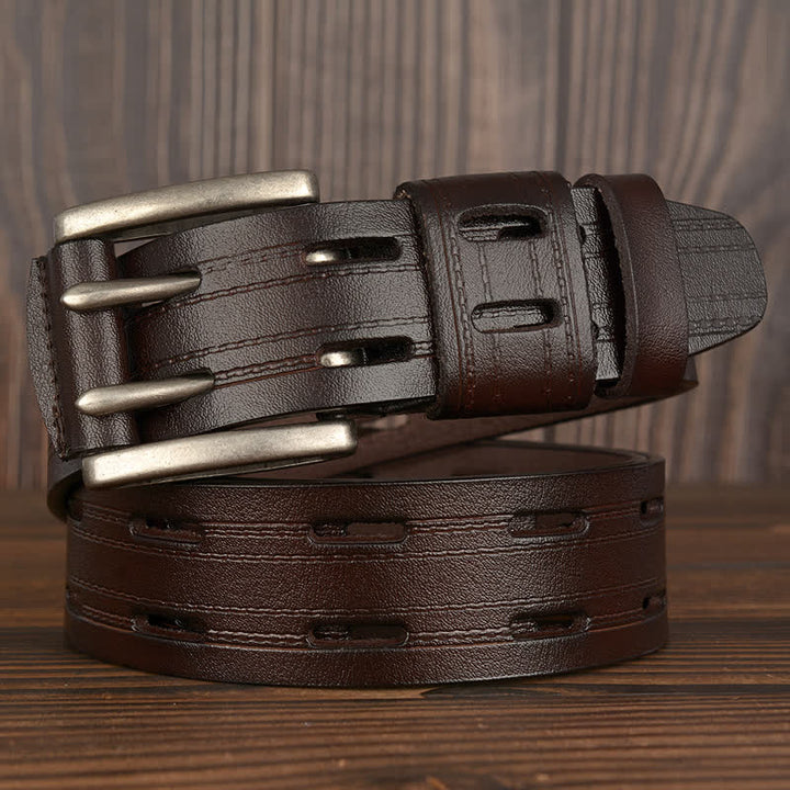 Men's Casual Double Prong Trouser Leather Belt