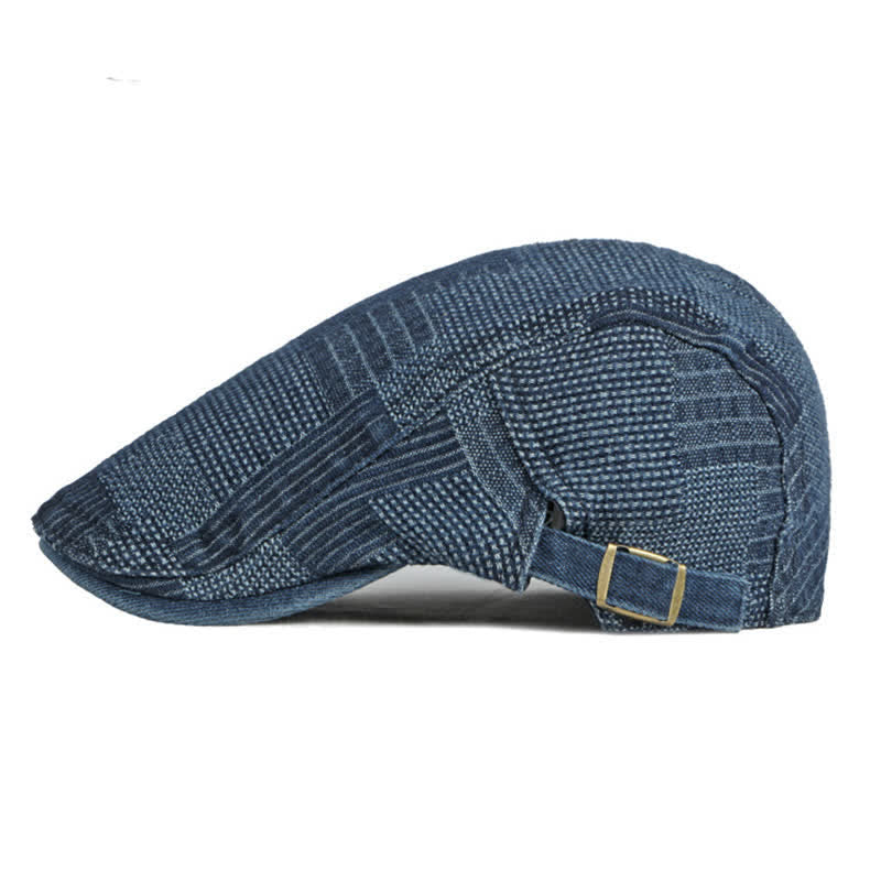 Personality Painter Washed Denim Beret Flat Cap - image 5