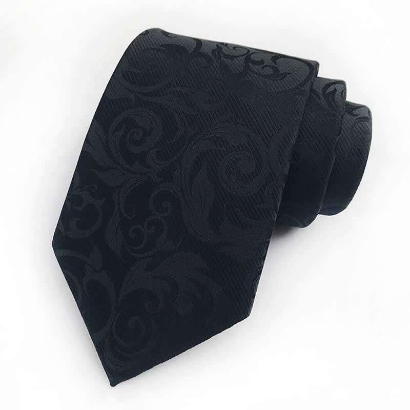 2Pcs Men's Plant Swirl Floral Necktie Set