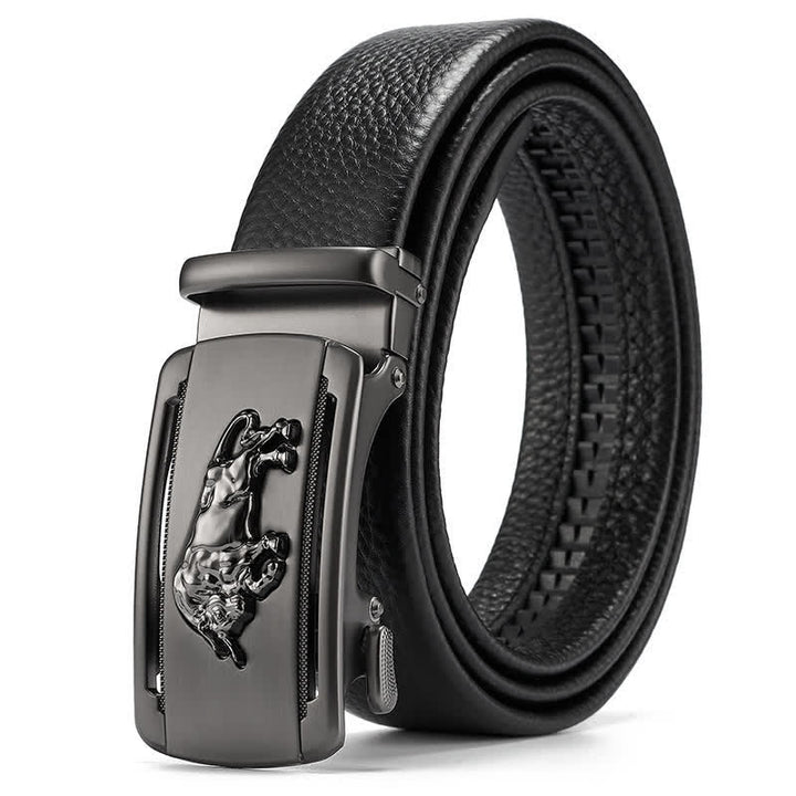 Men's Fierce Cattle Bull Automatic Buckle Leather Belt