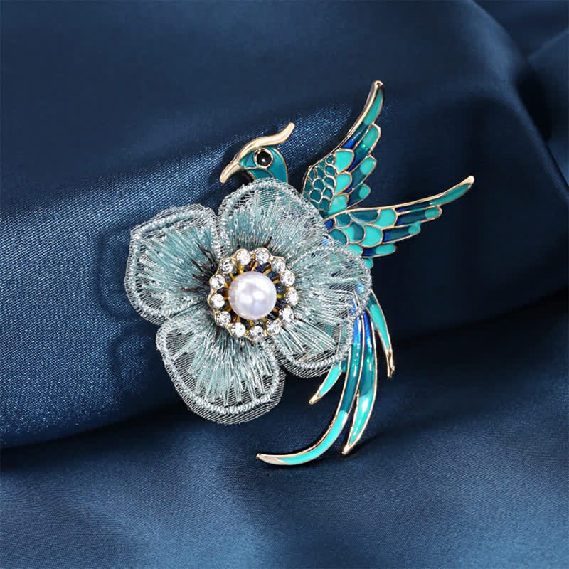 Women's Embroidered Phoenix Bird Brooch