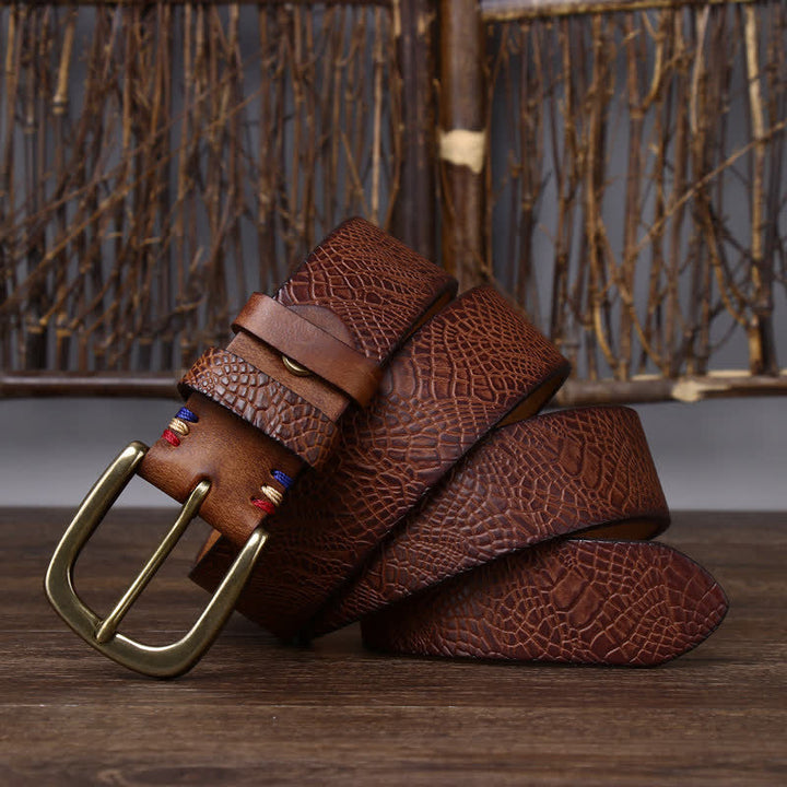 Men's Serpentine Snakeskin Grain Leather Belt